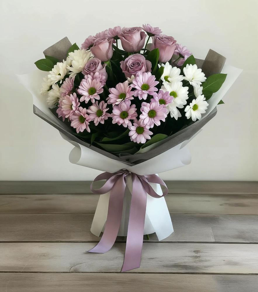 Букет цветов из: Хризантемы и Розы в Марфино