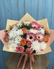 Букет цветов из:  Розы, Герберы и Хризантемы в Марфино