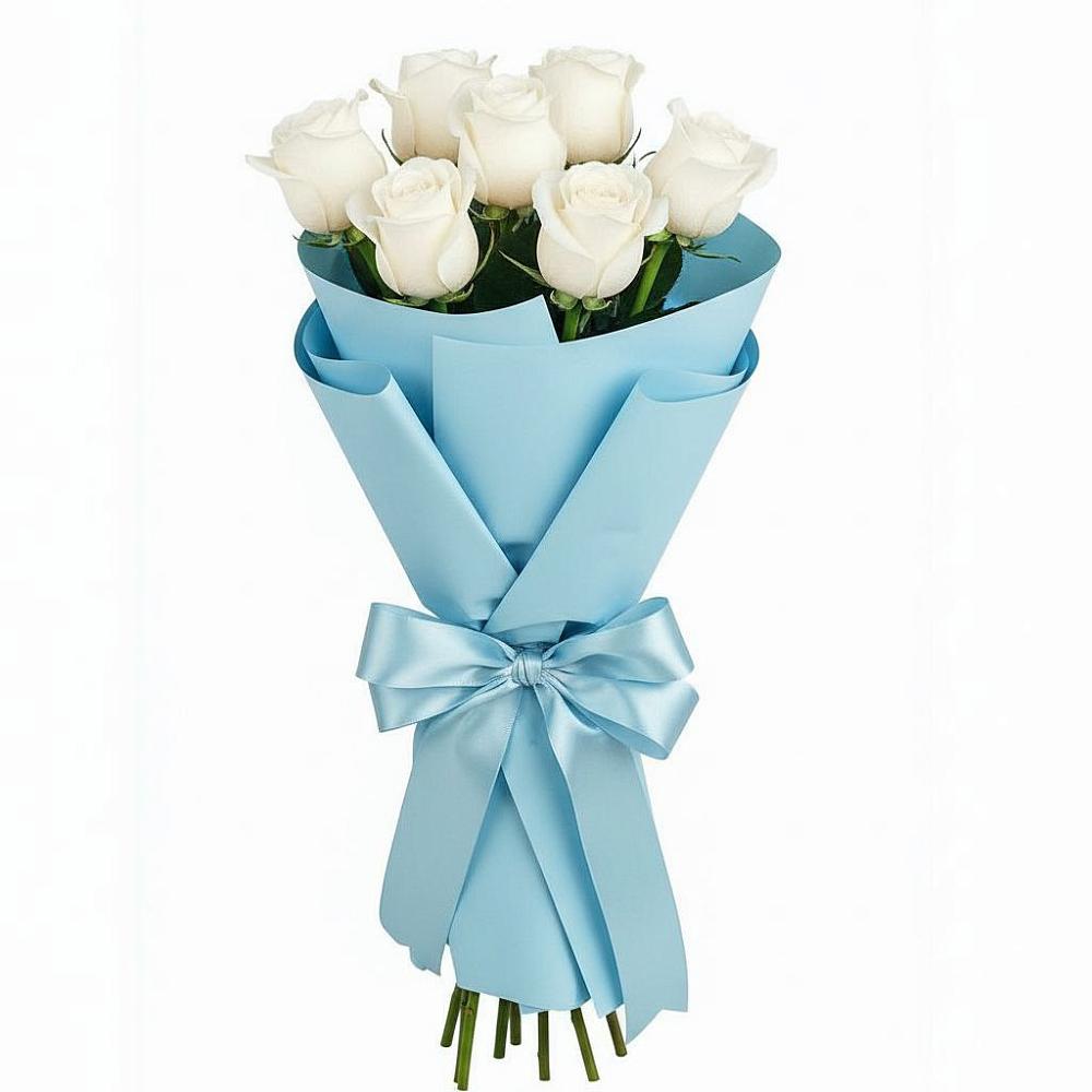 Букет 7 белых роз Проуд в Марфино