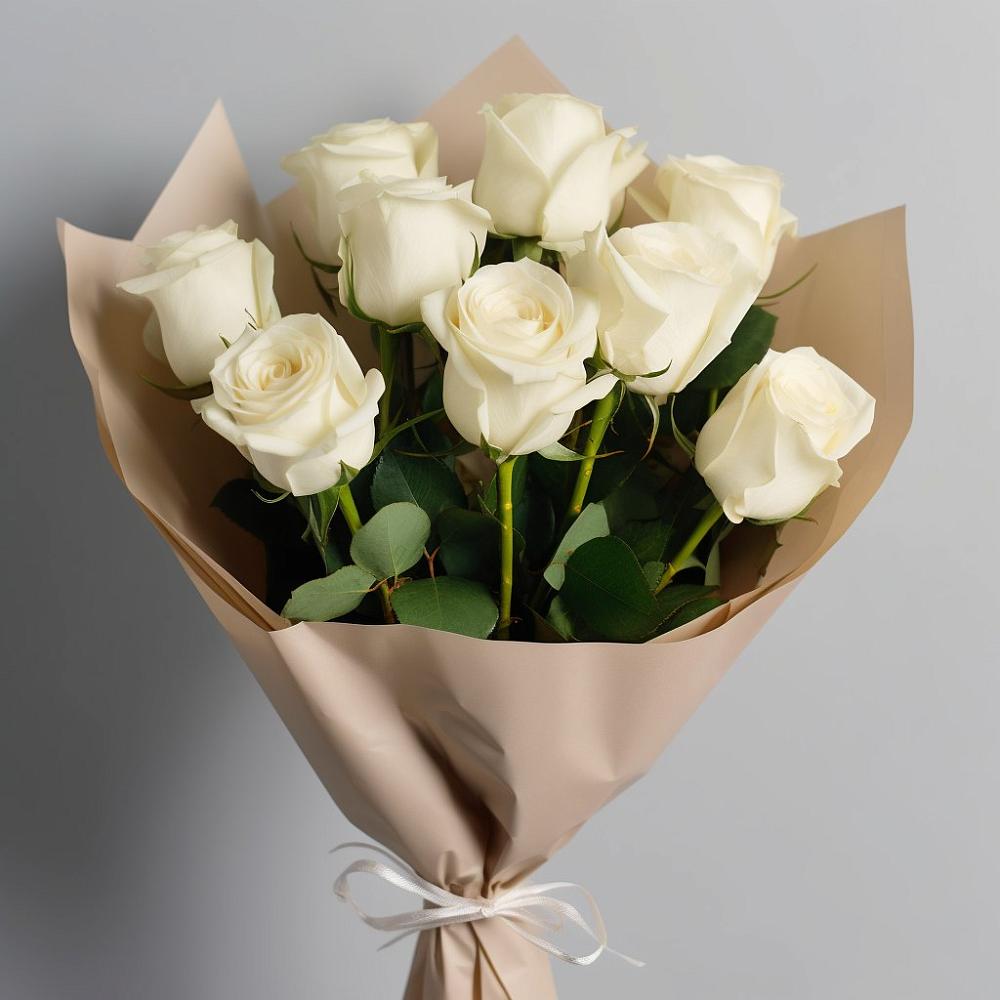 Букет 9 Белых роз Эдлесс Лав в Марфино