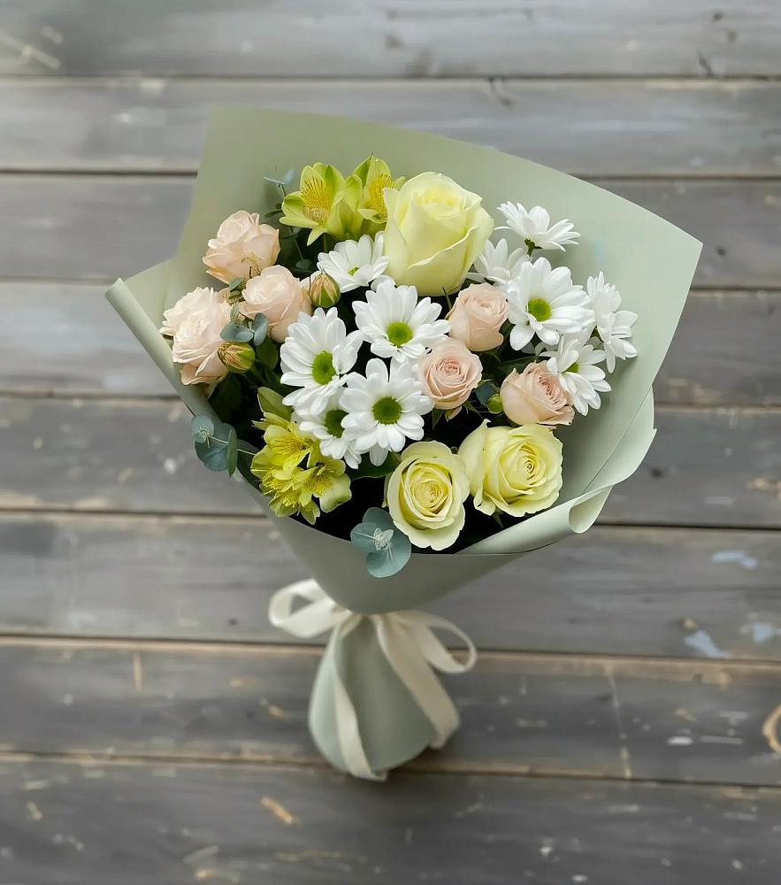 Букет цветов из: Альстромерии, Розы и Хризантемы в Марфино