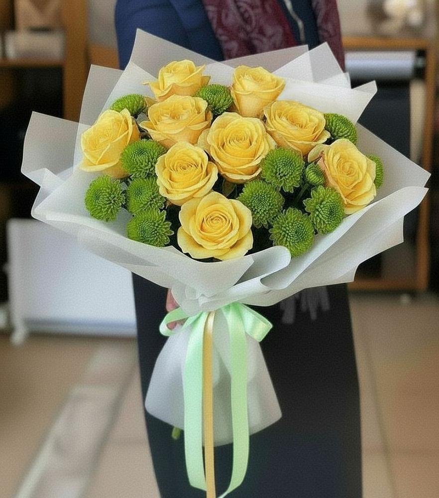 Букет цветов из: Хризантемы и Розы в Марфино