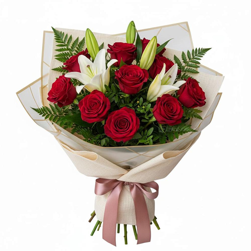 Букет цветов из: Лилии и Розы в Марфино