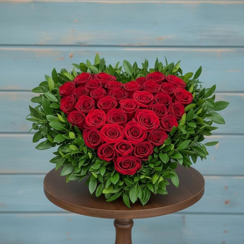 Цветочная композиция из Розы в виде сердца в Марфино