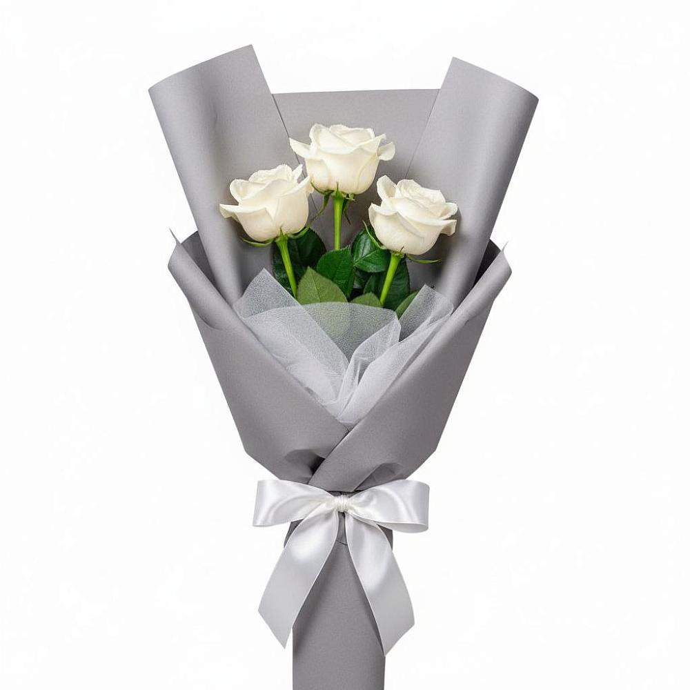 Букет 3 белые розы в Марфино