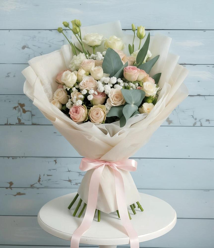 Букет цветов из: Розы и Лизиантусы в Марфино