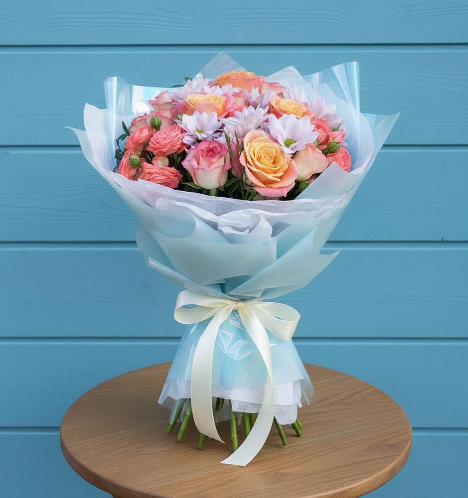 Букет цветов из: Хризантемы и Розы в Марфино