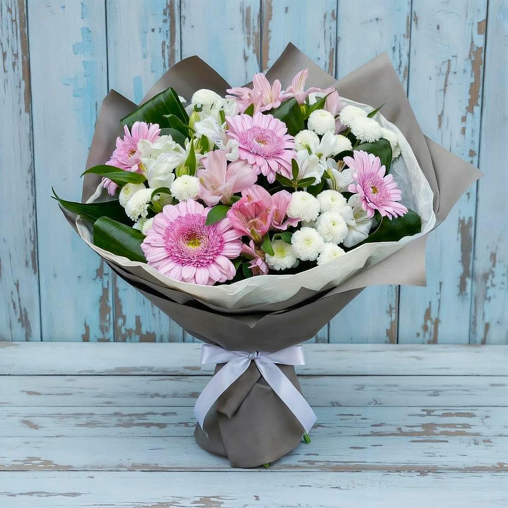 Букет цветов из: Герберы, Альстромерии и Хризантемы в Марфино